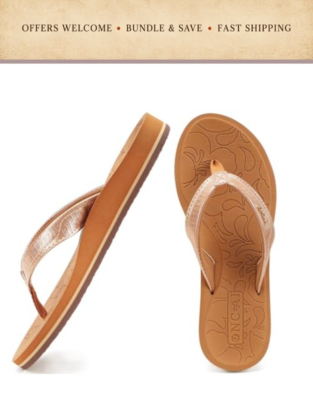 ONCAI Women's Yoga Mat Flip Flops with Arch Support, Non-Slip Waterproof Thong